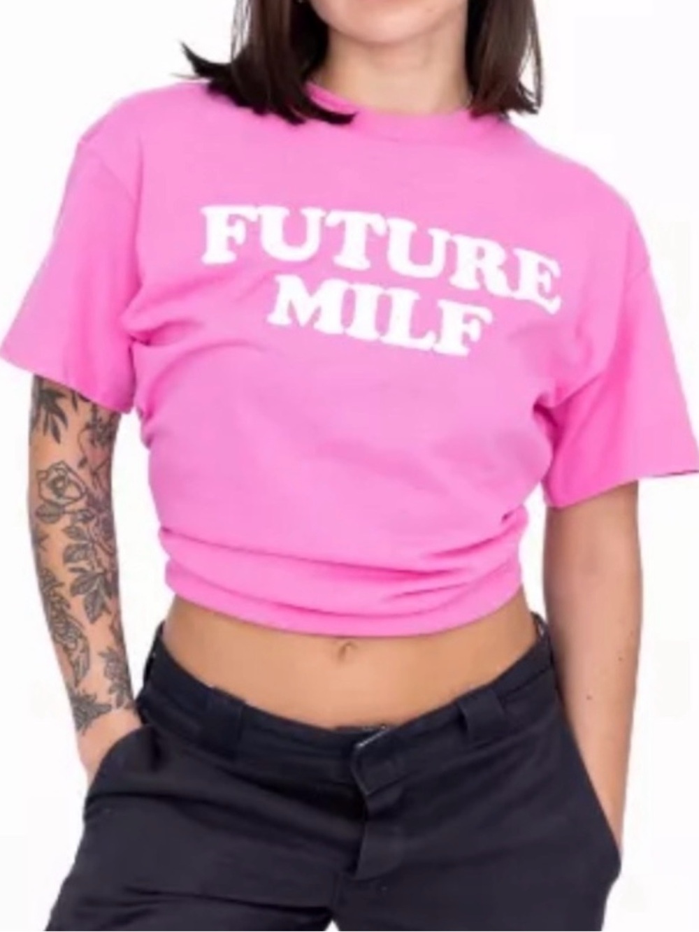 Spencer’s Danny Duncan Pink/White Graphic Tee - 'Future MILF' NEW!
